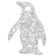 17.5x13mm Plexiglas Penguin Charm - Silver Glitter x1|raw }}