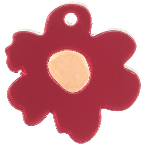 18.5mm Two-tone Plexiglas flower charm - Mirror effect - Red - Orange x1