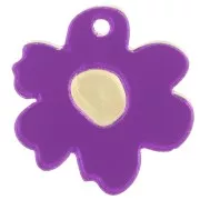 18.5mm Plexiglas two-tone flower charm - mirror effect - Violet - Gold x1