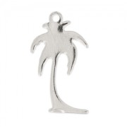 Coconut tree pendant 17 mm rhodium tone x1|raw }}