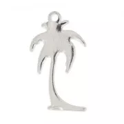 Coconut tree pendant 17 mm rhodium tone x1