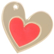 20x21.5mm Plexiglas two-tone heart charm - Gold Tone - Red x1|raw }}