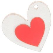 20x21.5mm Plexiglas two-tone heart charm - Gold Tone - Red x1