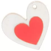 20x21.5mm Plexiglas two-tone heart charm - Gold Tone - Red x1