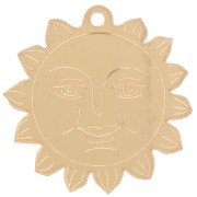 30mm Sun pendant with face pattern - Plexiglas - Mirror effect - Gold Tone x1