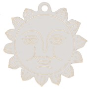 30mm Sun pendant with face pattern - Plexiglas - Mirror effect - Gold Tone x1