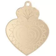 37x29mm Ex-Voto heart pendant in Plexiglas - mirror effect - Gold Tone x1
