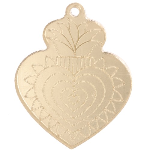37x29mm Ex-Voto heart pendant in Plexiglas - mirror effect - Gold Tone x1