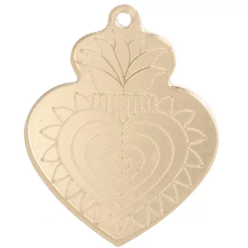 37x29mm Ex-Voto heart pendant in Plexiglas - mirror effect - Gold Tone x1