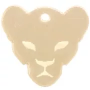 18x19mm Plexiglas puma head charm - mirror effect - Gold Tone x1