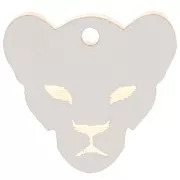 18x19mm Plexiglas puma head charm - mirror effect - Gold Tone x1