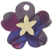 19x21mm Plexiglas flower pendant with star pattern - Marbled Violet - Gold Tone x1|raw }}