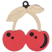 48.5x45mm Cherry pendant in Plexiglas - Mirror effect - Gold Tone - Red x1|raw }}