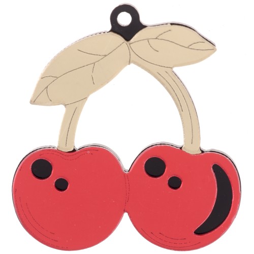 48.5x45mm Cherry pendant in Plexiglas - Mirror effect - Gold Tone - Red x1