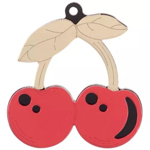 48.5x45mm Cherry pendant in Plexiglas - Mirror effect - Gold Tone - Red x1