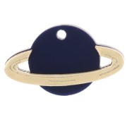 15x26mm Saturn Plexiglas Pendant - Midnight Blue - Gold Tone x1|raw }}