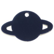 15x26mm Saturn Plexiglas Pendant - Midnight Blue - Gold Tone x1