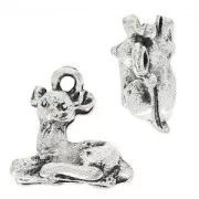 Fawn charm 11 mm antique silver tone x1