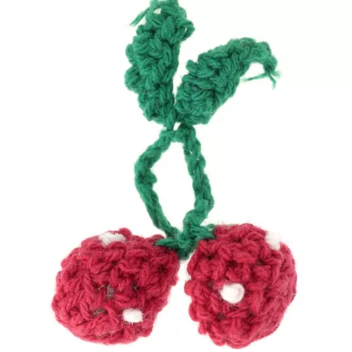 43x38mm Hooked cherry pendant - Red - Green x1