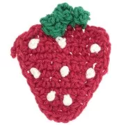 40x33mm Hooked strawberry pendant - Red - Green x1