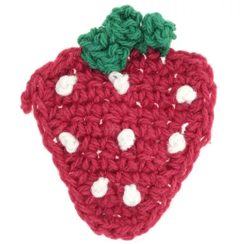 40x33mm Hooked strawberry pendant - Red - Green x1