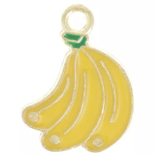 18x13mm banana charm in epoxy resin - Yellow - Fine gold plated x1
