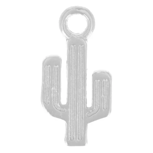 15x7.5mm Cactus charm - Antique fine silver plated x1