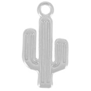 25x13mm Cactus pendant - Antique fine silver plated x1|raw }}