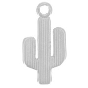25x13mm Cactus pendant - Antique fine silver plated x1