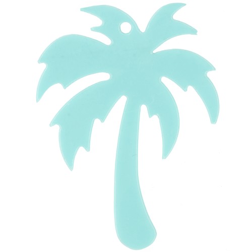 49x37mm Palm tree pendant in Plexiglas - Frosted blue x1