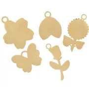 Stainless steel 304L Mix of epoxy charms Jardin en fleurs - by Perles&Co x5