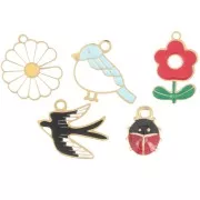 Flower - 304L stainless steel Mix of Printemps epoxy charms - by Perles&Co x5 304L stainless steel Mix of Printemps epoxy charms - by Perles&Co x5