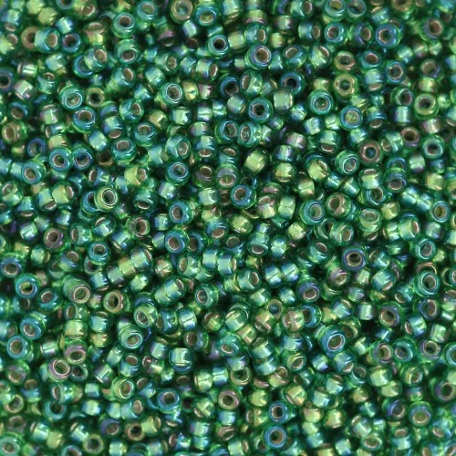 Seed beads Miyuki 15/0 1016 - Silver Lined Green AB x8g