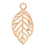 Leaf pendant 30x16 mm golden rose x1