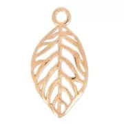 Leaf pendant 30x16 mm golden rose x1