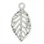 Leaf pendant 30x16 mm Antique Silver Plating x1