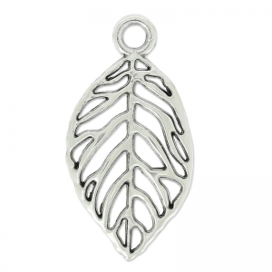 Leaf pendant 30x16 mm Antique Silver Plating x1