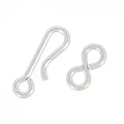 Hook and eye clasp 14 mm Silver tone 925 x1