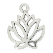 Lotus flower charm 23x19 mm Antique Silver Plating x1