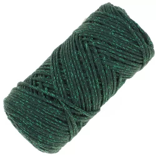 1mm Cotton Air Glitter macramé spool - Green Bottle x90m