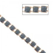 Chain with enamelled square 6.3mm Grey gold tone x 50cm|raw }}