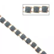 Chain with enamelled square 6.3mm Grey gold tone x 50cm