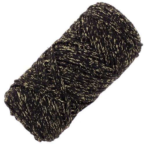 1mm Cotton Air Glitter macramé spool - Black x90m