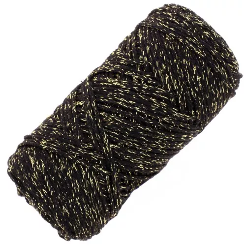 1mm Cotton Air Glitter macramé spool - Black x90m