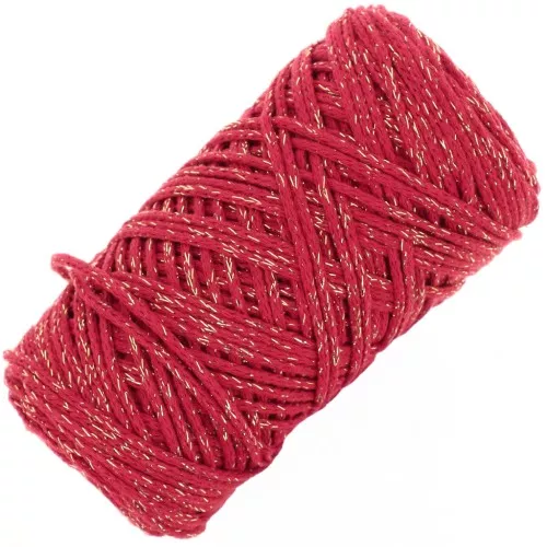 1mm Cotton Air Glitter macramé spool - Red x90m