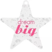 50x52mm Plexiglas star pendant - Dream big - Transparent - Silver glitter x1