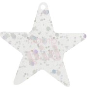 50x52mm Plexiglas star pendant - Dream big - Transparent - Silver glitter x1