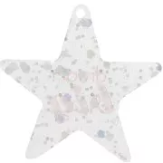 50x52mm Plexiglas star pendant - Dream big - Transparent - Silver glitter x1