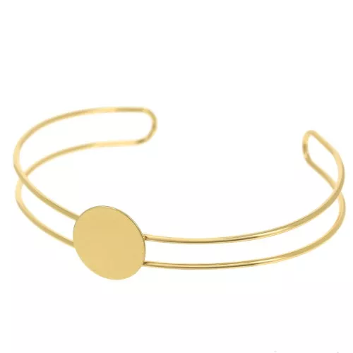 7x165mm Bracelet Plate for 15mm round cabochon - Fine gold plated x1