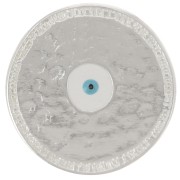 23mm Round irregular epoxy resin eye pattern pendant - Fine silver plated x1|raw }}